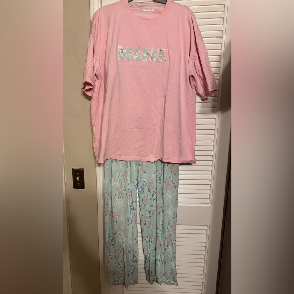 Ruffle Butts Pink Top and Floral Pajama Set
